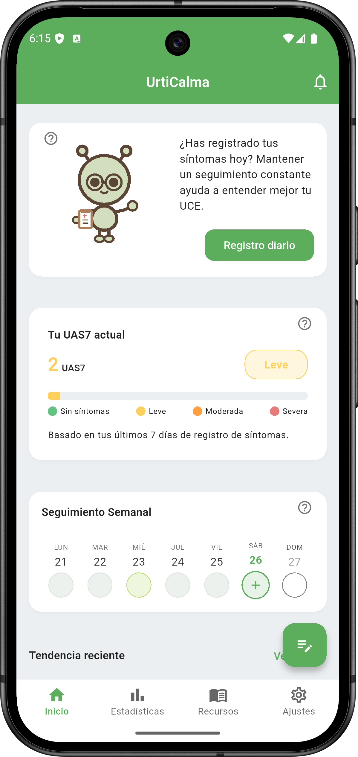 Dashboard principal de UrtiCalma